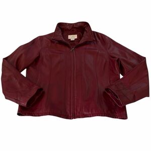 Women's Red Leather Jacket Lambskin Size XL Soft